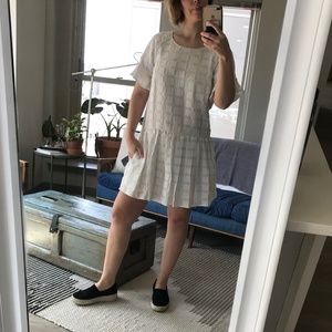 anthropologie drop waist white dress